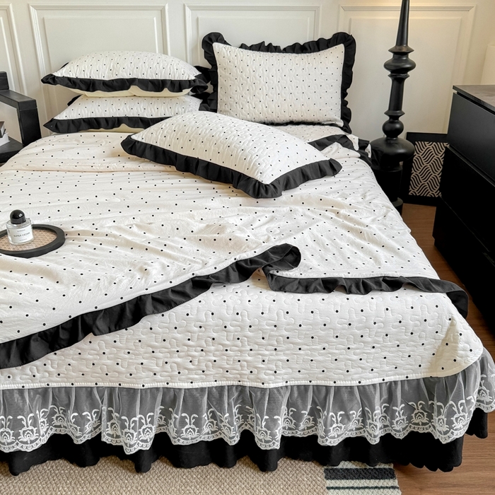 91家纺网 家纺一手货源 找家纺 绣女坊 2025新款夏被款床盖四件套 波点