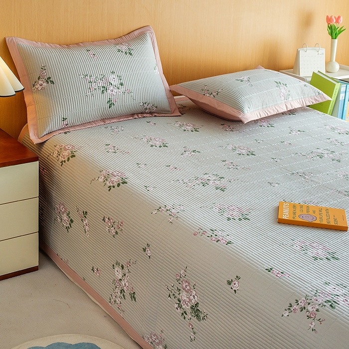 91家纺网 家纺一手货源 找家纺 晨晨家纺2025新款双面全棉床盖款三件套 寻芳