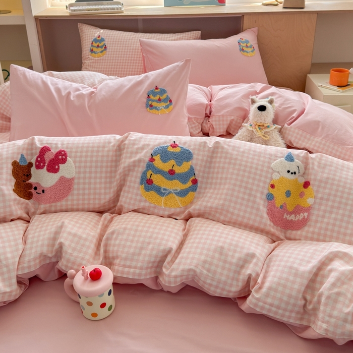 91家纺网 家纺一手货源 找家纺 如意朵2025新款全棉毛巾绣四件套 小甜品