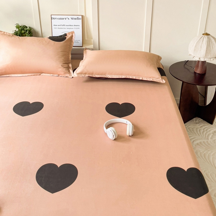 91家纺网 家纺一手货源 找家纺 朵朵家纺 2025新款亲肤棉芦荟棉床笠单床笠，磨毛床笠，印花床笠（可定制尺寸 ） 比心