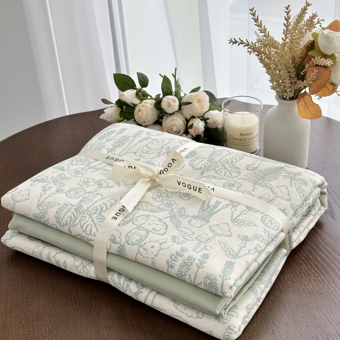 91家纺网 家纺一手货源 找家纺 黛馨家居2025新款全棉A类小清新双层纱四件套-系列二 森林物语