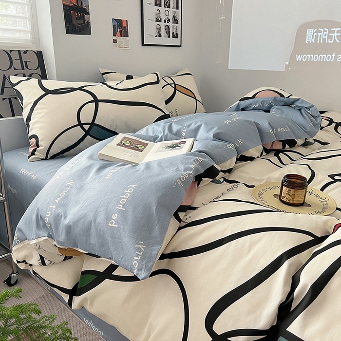 91家纺网 家纺一手货源 找家纺 （总）吉象2025新款全棉印花北欧极简四件套系列