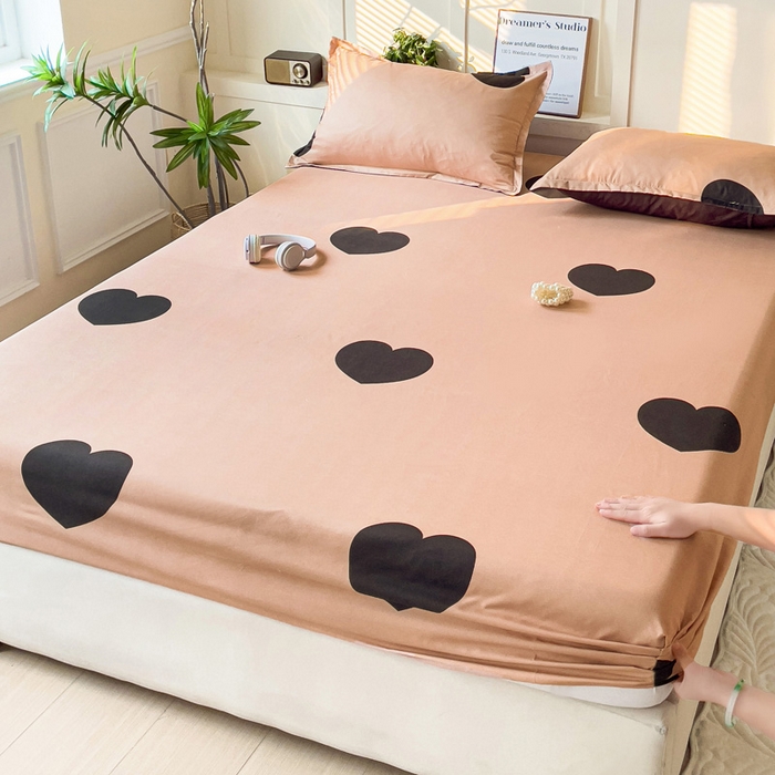 91家纺网 家纺一手货源 找家纺 朵朵家纺 2025新款亲肤棉芦荟棉床笠单床笠，磨毛床笠，印花床笠（可定制尺寸 ） 比心