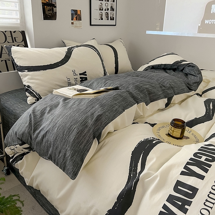 91家纺网 家纺一手货源 找家纺 吉象2025新款全棉印花北欧极简四件套系列 3凯文