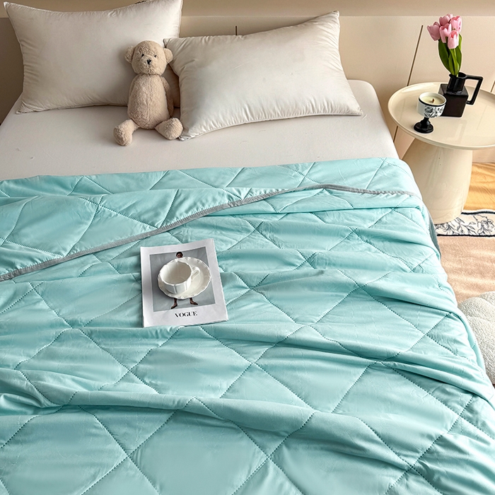 91家纺网 家纺一手货源 找家纺 薇玛仕 2025新款外贸款纯色亲肤磨毛超声波空调被 天空蓝