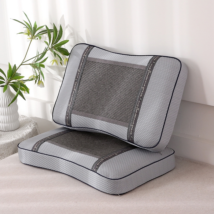 91家纺网 家纺一手货源 找家纺 纽乐家纺 2025夏季夏凉凉席枕芯冰丝冰藤护颈椎记忆棉枕头助睡眠冰藤枕头枕芯 冰丝冰藤记忆枕-浅灰 35x55cm/只