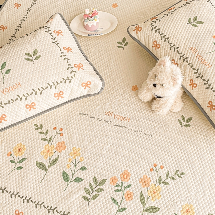 91家纺网 家纺一手货源 找家纺 川悦生活 2025新款大版冰豆豆凉豆豆凉席 春之少女