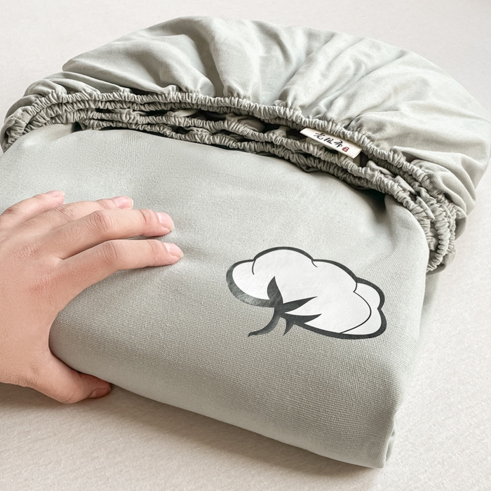 91家纺网 家纺一手货源 找家纺 布卢姆床垫 2025新款全棉烫画全棉老粗布床笠 棉朵-松绿