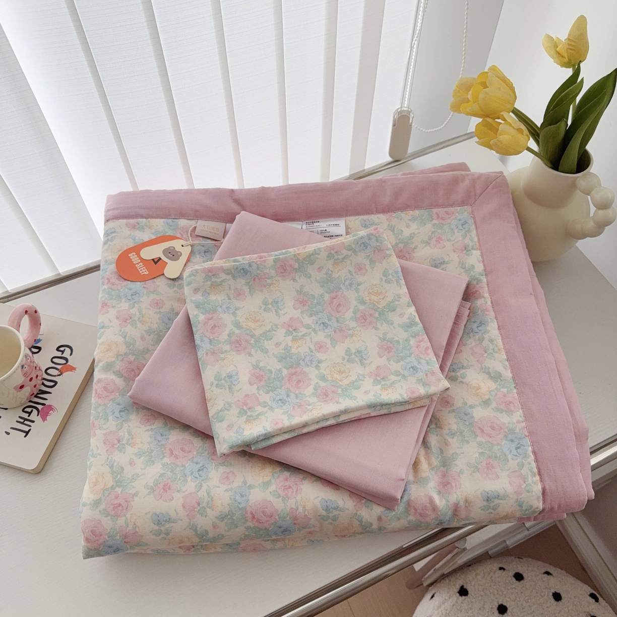 91家纺网 家纺一手货源 找家纺 于果 2025新款全棉双层纱夏被四件套 佩洛斯