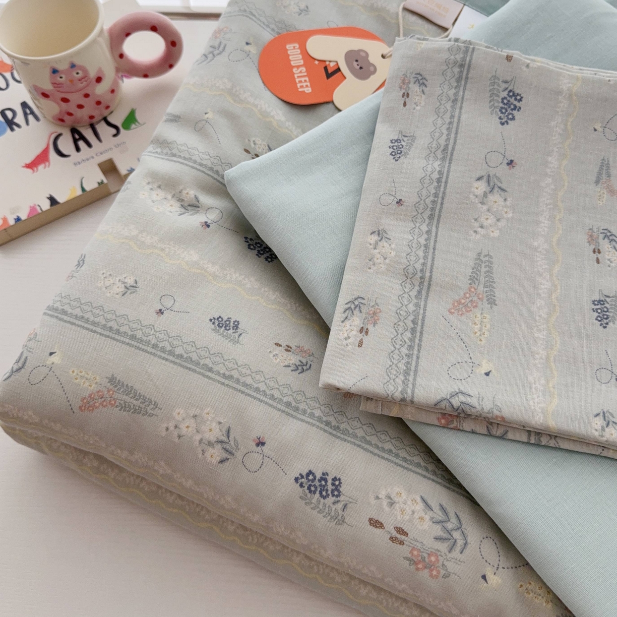 91家纺网 家纺一手货源 找家纺 于果 2025新款全棉双层纱夏被四件套 惜梦