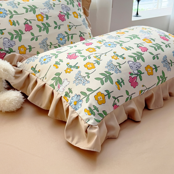 91家纺网 家纺一手货源 找家纺 找底底家纺 2025新款60S水洗天丝夏被夏凉被空调被床裙四件套 田园牧歌