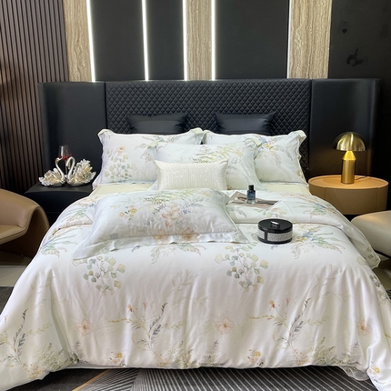 莱豫2025新款50支莱赛尔天丝四件套 花岛邮局