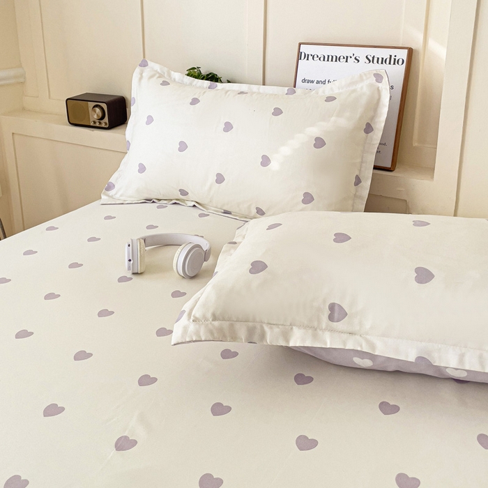 91家纺网 家纺一手货源 找家纺 朵朵家纺 2025新款亲肤棉芦荟棉床笠单床笠，磨毛床笠，印花床笠（可定制尺寸 ） 爱心灰