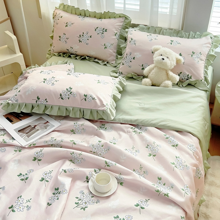 91家纺网 家纺一手货源 找家纺 找底底家纺 2025新款60S水洗天丝夏被夏凉被空调被床裙四件套 盛夏