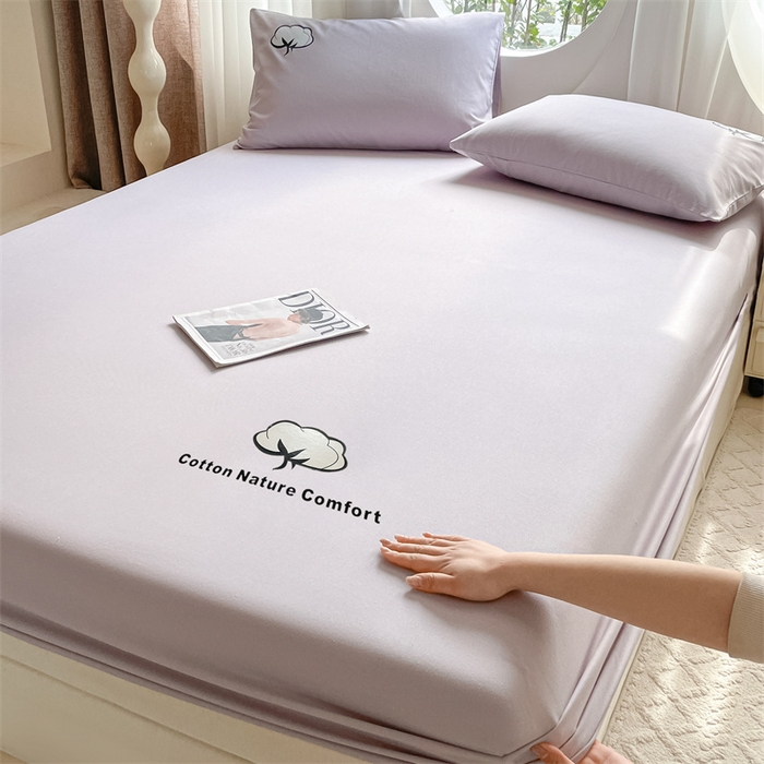 91家纺网 家纺一手货源 找家纺 布卢姆床垫 2025新款全棉烫画全棉老粗布床笠 棉朵-黛紫