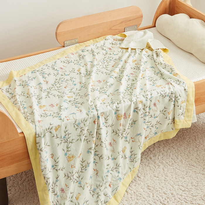 91家纺网 家纺一手货源 找家纺 嗨生活 2025年新品天竹系列A类竹纤维四层纱儿童盖毯 幼儿园夏被夏凉被空调被 郊游鸭