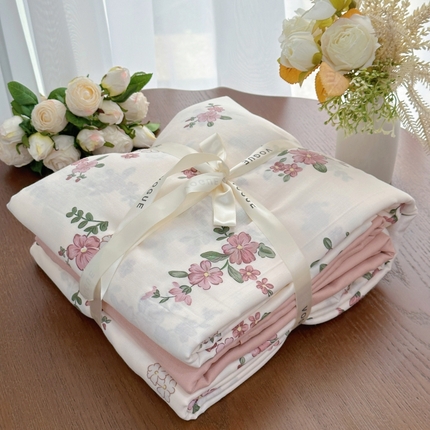 91家纺网 家纺一手货源 找家纺 （总）黛馨  2025新款全棉A类小清新双层纱四件套