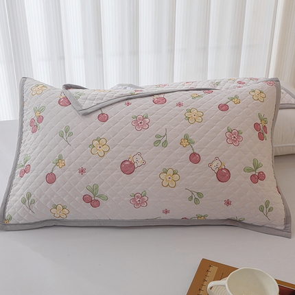 91家纺网 家纺一手货源 找家纺 美宜家 2025新款凉感丝绗缝夹棉印花枕巾 蝴蝶结兰50x80cm一对