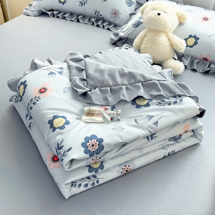 91家纺网 家纺一手货源 找家纺 找底底家纺 2025新款60S水洗天丝夏被夏凉被空调被床裙四件套 梦花田