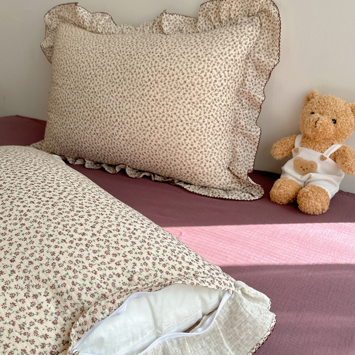 91家纺网 家纺一手货源 找家纺 2025新韩版花边全棉双层皱皱纱布四件套 紫鸢温柔