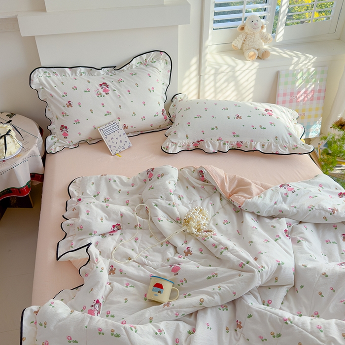 91家纺网 家纺一手货源 找家纺 慕尚 2025新款云感棉花边夏凉被空调被 小仙女