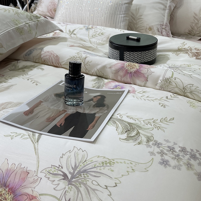 91家纺网 家纺一手货源 找家纺 莱豫2025新款50支莱赛尔天丝四件套 春日落樱