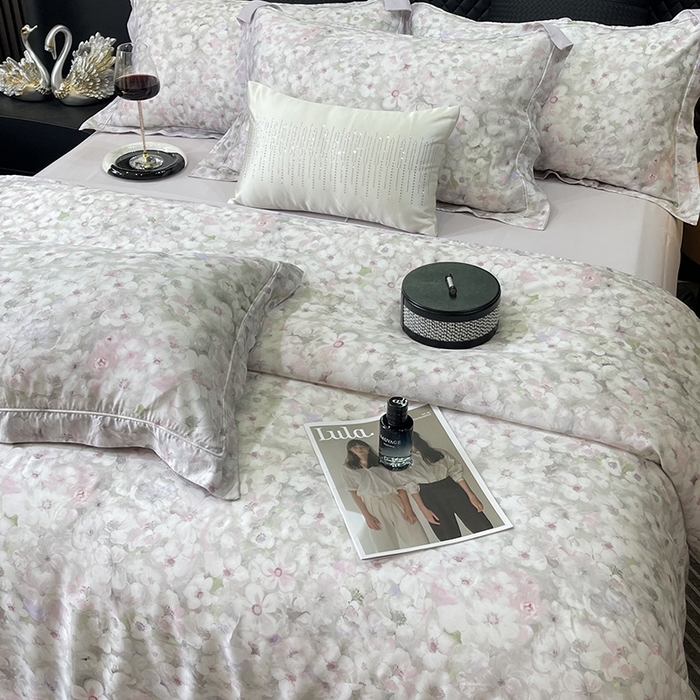 91家纺网 家纺一手货源 找家纺 莱豫2025新款50支莱赛尔天丝四件套 茉雅紫