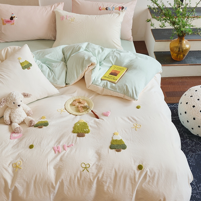 91家纺网 家纺一手货源 找家纺 （总）鑫喜莱家纺 2025新款水洗棉毛巾绣四件套场景二【全系图有买家秀文件】