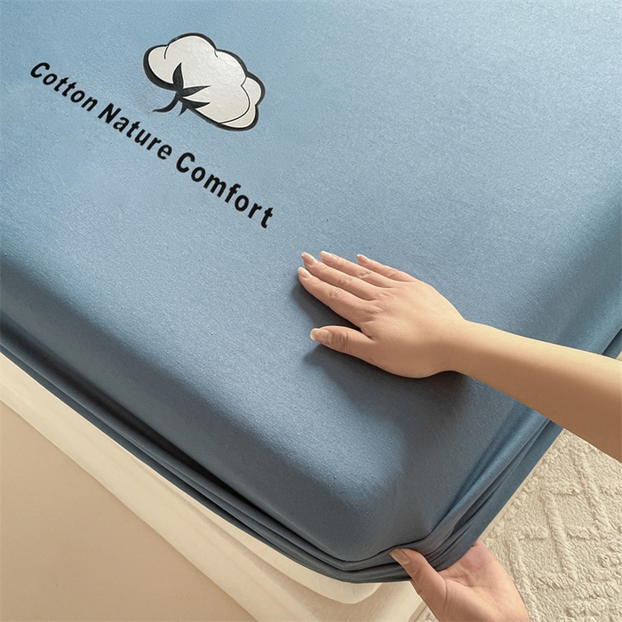 91家纺网 家纺一手货源 找家纺 布卢姆床垫 2025新款全棉烫画全棉老粗布床笠 棉朵-藏蓝