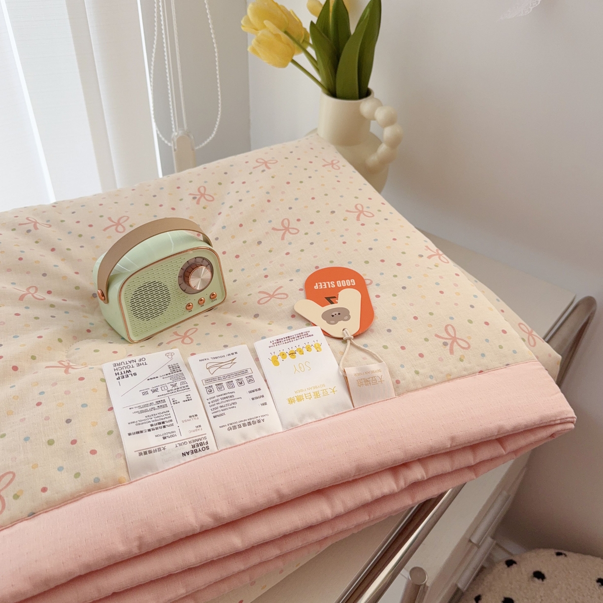 91家纺网 家纺一手货源 找家纺 于果 2025新款全棉双层纱夏被四件套 奶油派