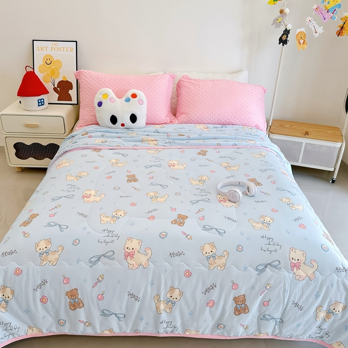 91家纺网 家纺一手货源 找家纺 （总）兜米  2025夏季A类针织棉夏凉被小清新卡通双面针织棉空调被子被芯