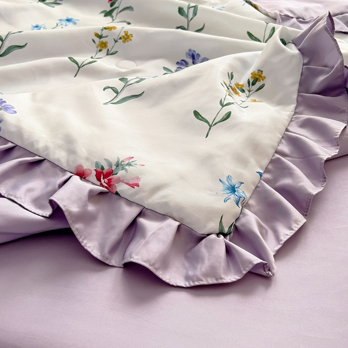 91家纺网 家纺一手货源 找家纺 找底底家纺 2025新款60S水洗天丝夏被夏凉被空调被床裙四件套 梦语