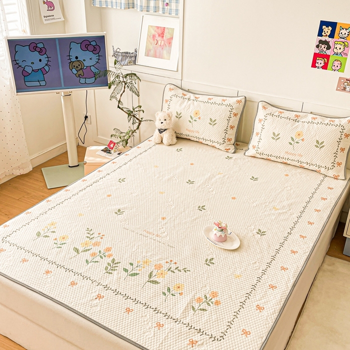 91家纺网 家纺一手货源 找家纺 川悦生活 2025新款大版冰豆豆凉豆豆凉席 春之少女