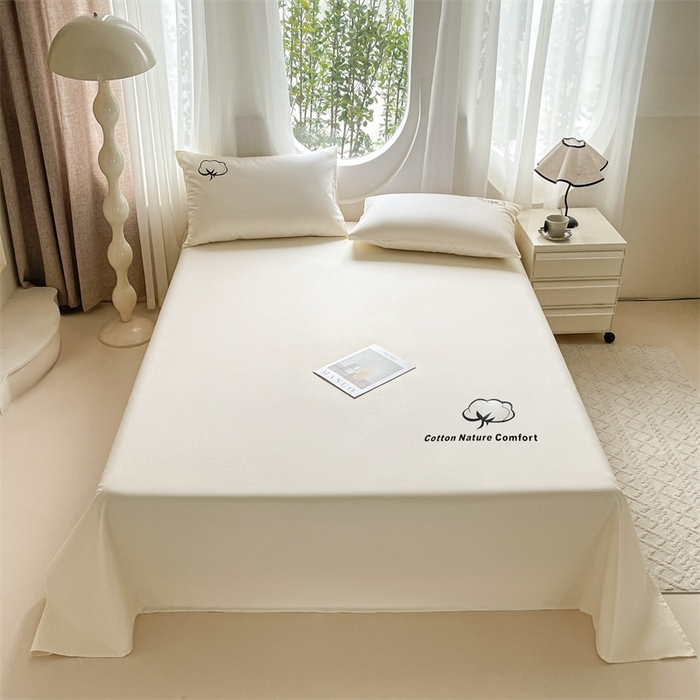 91家纺网 家纺一手货源 找家纺 布卢姆床垫 2025新款全棉纯棉烫画全棉老粗布床单凉席 棉朵-奶黄