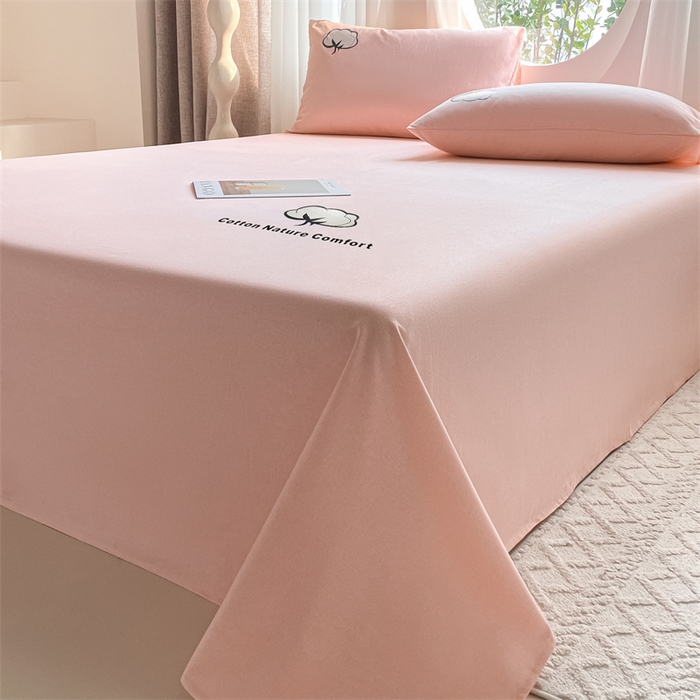 91家纺网 家纺一手货源 找家纺 布卢姆床垫 2025新款全棉纯棉烫画全棉老粗布床单凉席 棉朵-珊瑚粉