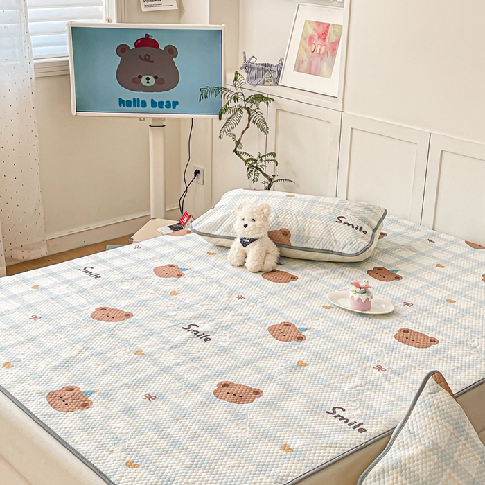 91家纺网 家纺一手货源 找家纺 川悦生活 2025新款大版冰豆豆凉豆豆凉席 格拉熊