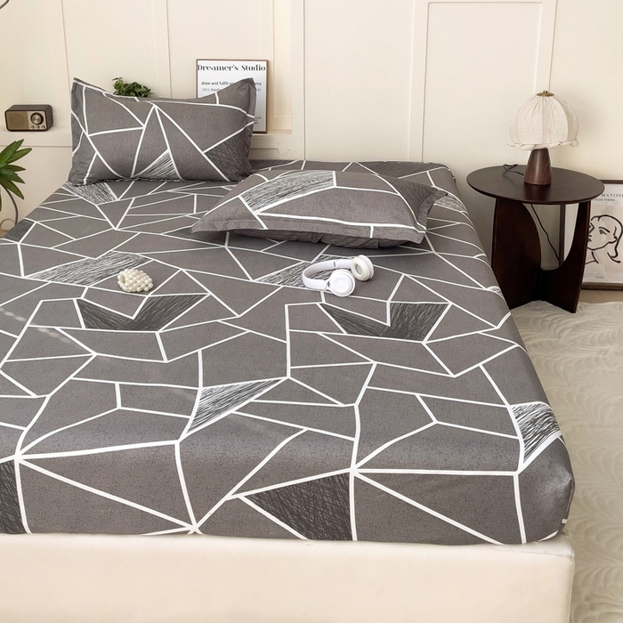 91家纺网 家纺一手货源 找家纺 朵朵家纺 2025新款亲肤棉芦荟棉床笠单床笠，磨毛床笠，印花床笠（可定制尺寸 ） 爱尚灰