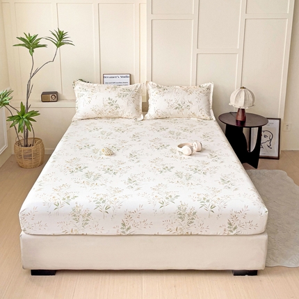 91家纺网 家纺一手货源 找家纺 朵朵家纺 2025新款亲肤棉芦荟棉床笠单床笠，磨毛床笠，印花床笠（可定制尺寸 ） 仙草