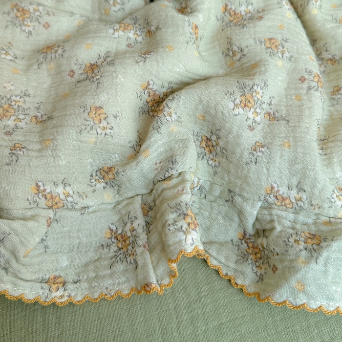 91家纺网 家纺一手货源 找家纺 2025新韩版花边全棉双层皱皱纱布四件套 花仙子