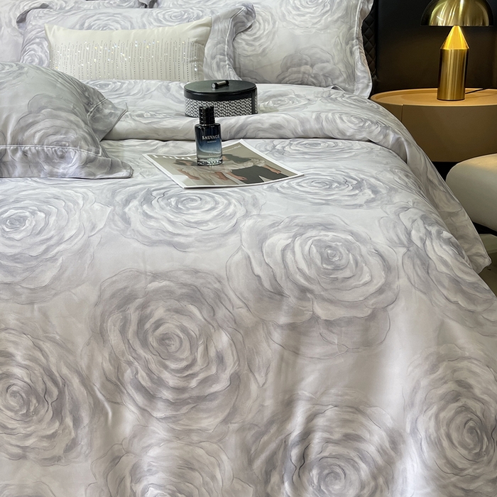 91家纺网 家纺一手货源 找家纺 莱豫2025新款50支莱赛尔天丝四件套 雾色玫瑰