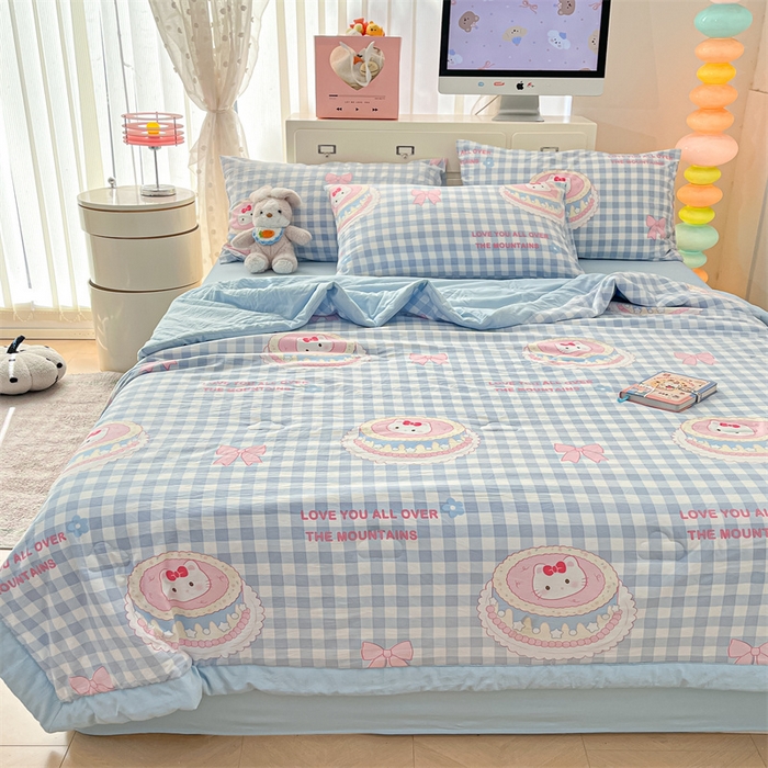 91家纺网 家纺一手货源 找家纺 美梦里 2025新款A类水洗棉棉花夏被 夏凉被空调被 喵喵慕斯