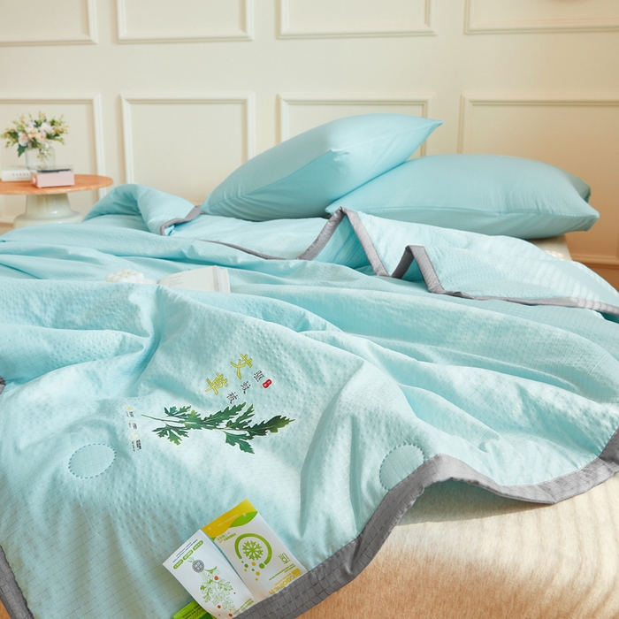 91家纺网 家纺一手货源 找家纺 （总）欧雅搁家纺 2025新款纯色艾草驱蚊夏凉被