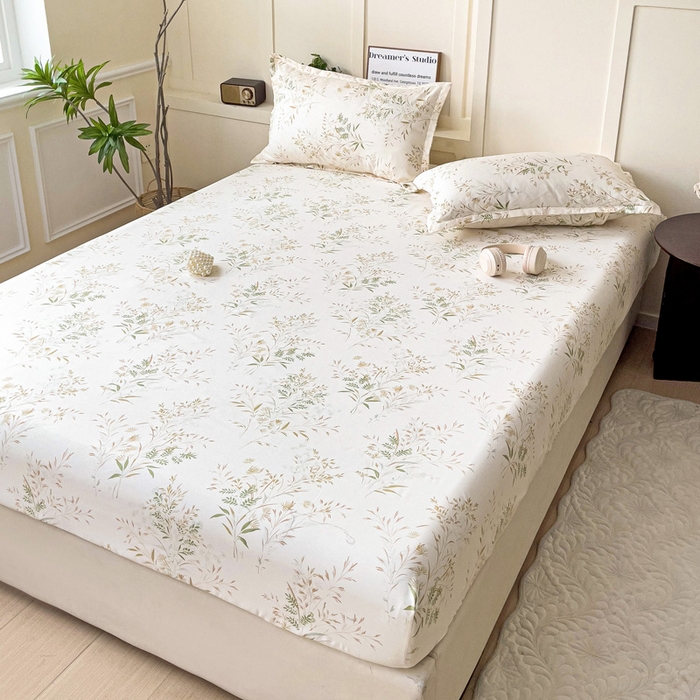 91家纺网 家纺一手货源 找家纺 朵朵家纺 2025新款亲肤棉芦荟棉床笠单床笠，磨毛床笠，印花床笠（可定制尺寸 ） 仙草