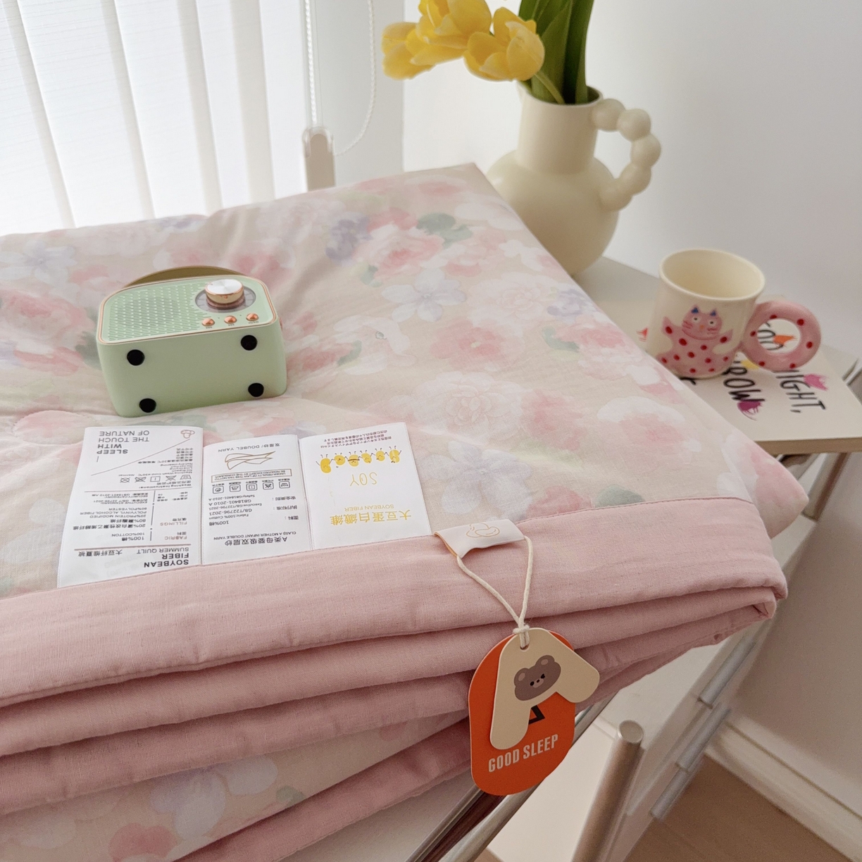 91家纺网 家纺一手货源 找家纺 于果 2025新款全棉双层纱夏被四件套 潮汐月影