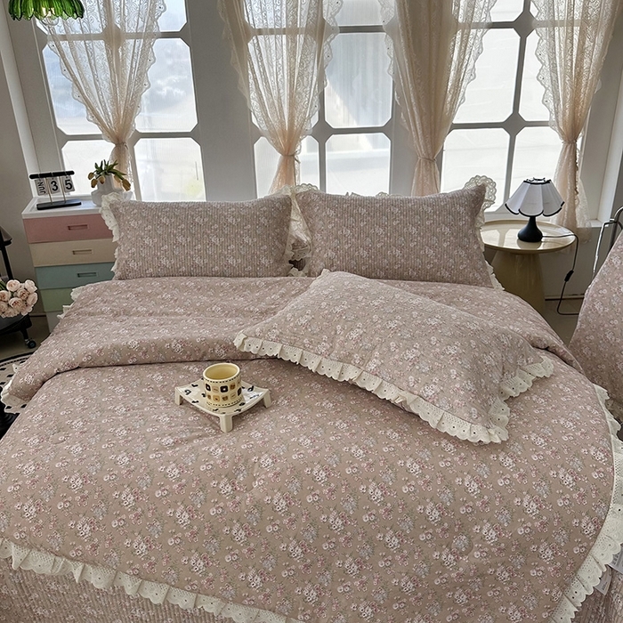 91家纺网 家纺一手货源 找家纺 （总）奈萝家纺 2025新款全棉13372花边床盖三件套四件套纯棉花边夏被春秋被