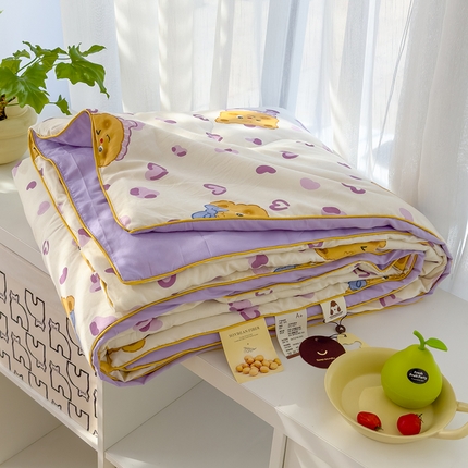 美派工厂店2025新款水洗邹邹纱夏被 甜甜黄油熊