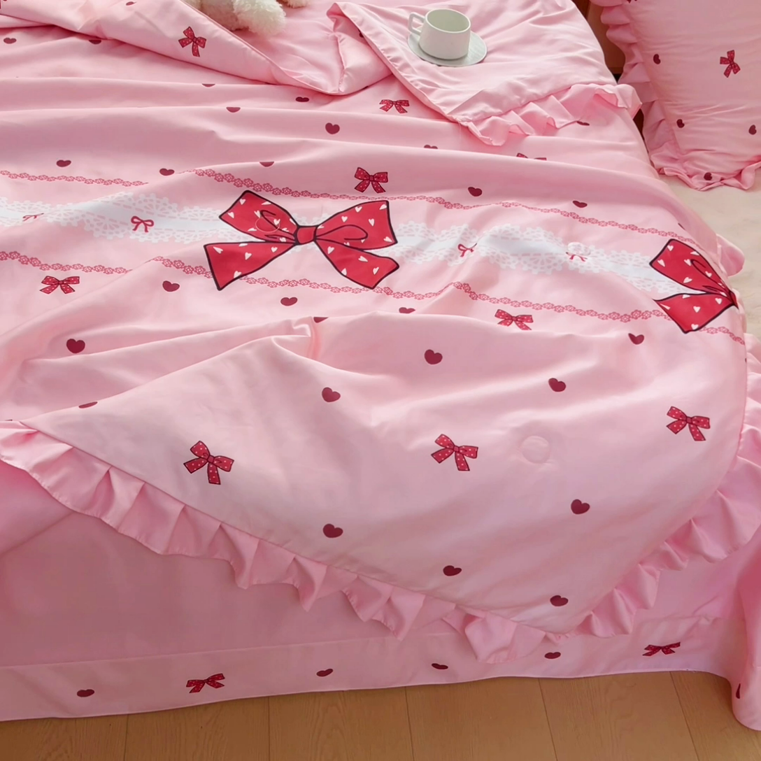 91家纺网 家纺一手货源 找家纺 （总）找底底家纺 2025新款60S水洗天丝夏被夏凉被空调被床裙四件套