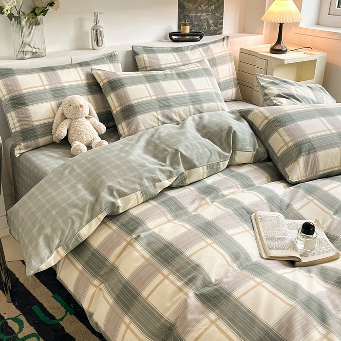 91家纺网 家纺一手货源 找家纺 吉象2025新款全棉印花北欧极简四件套系列 布里克