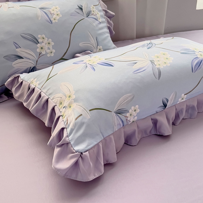 91家纺网 家纺一手货源 找家纺 找底底家纺 2025新款60S水洗天丝夏被夏凉被空调被床裙四件套 摇曳花香