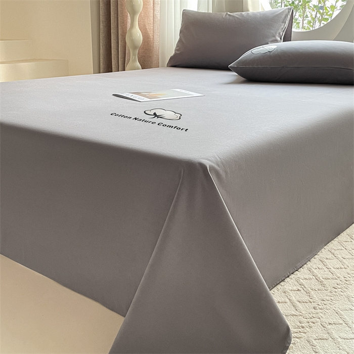 91家纺网 家纺一手货源 找家纺 布卢姆床垫 2025新款全棉纯棉烫画全棉老粗布床单凉席 棉朵-深灰